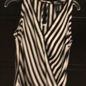 Black and white striped blouse sleeveless